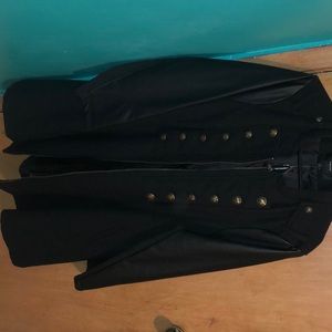 Black mixed media military coat. New w/ buttons.